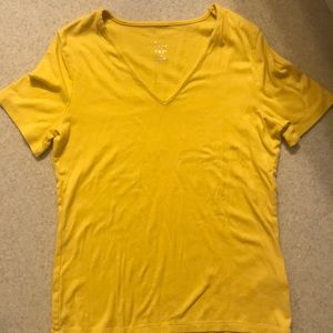 Yellow V-neck T-shirt